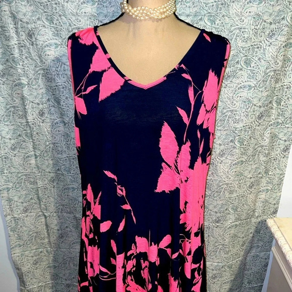 2XL tank dress navy blue and hot pink - Picture 1 of 5